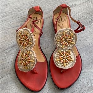 Tibi | Burnt Orange Sandals with Beaded Top (sz 9)